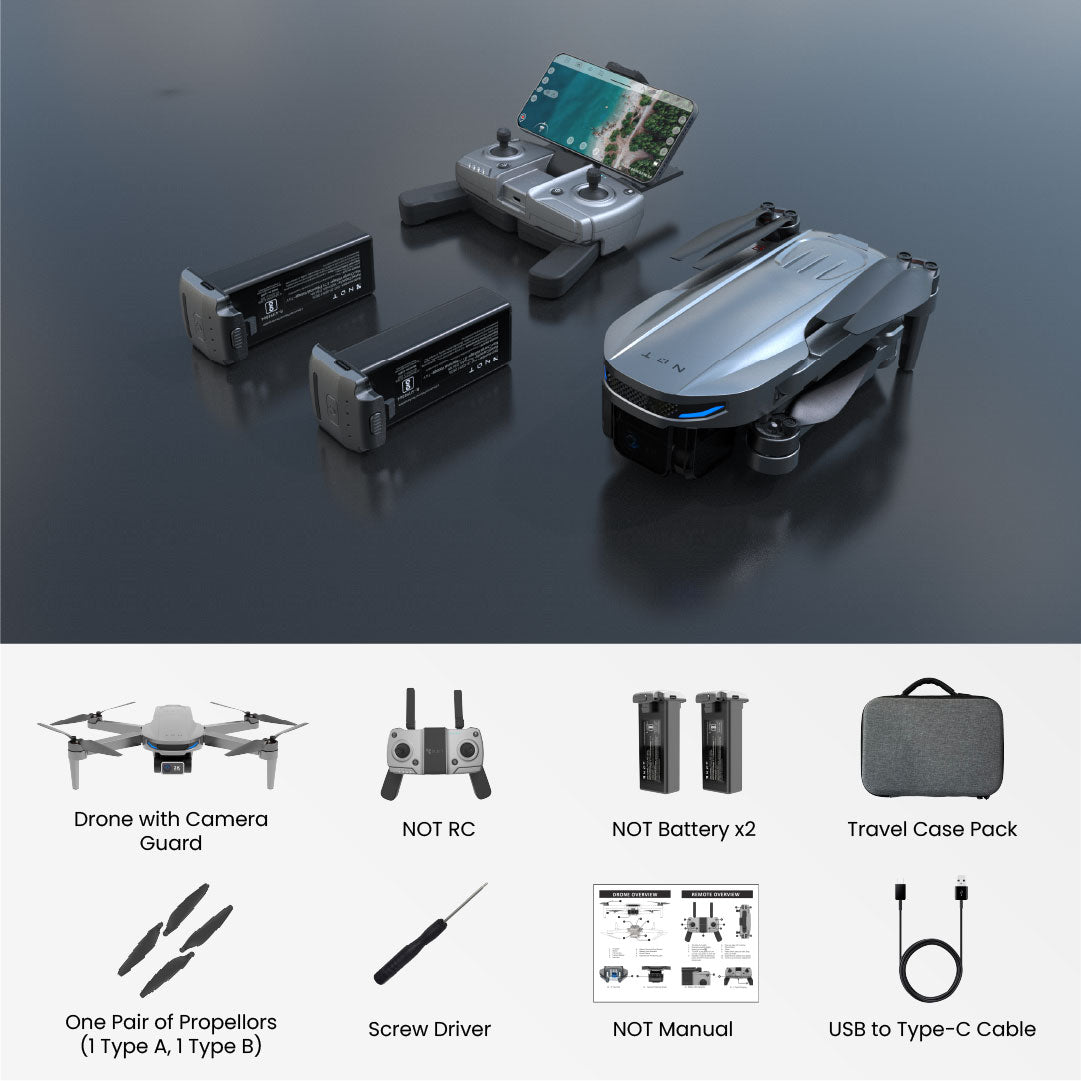NOT ORO Drone (Travel Combo) 2K Ultra HD camera Double battery 2 axis gimbal
