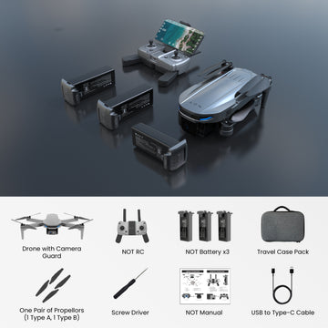 NOT ORO Drone ( ULTRA Travel Combo ) 2K Ultra HD camera Triple battery 2 axis gimbal